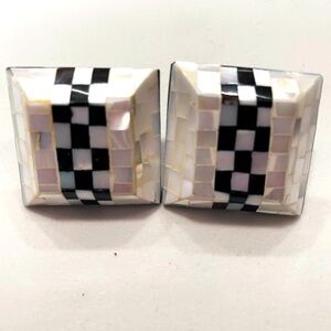 Inlaid Vintage Inlaid Mother of Pearl Earrings
